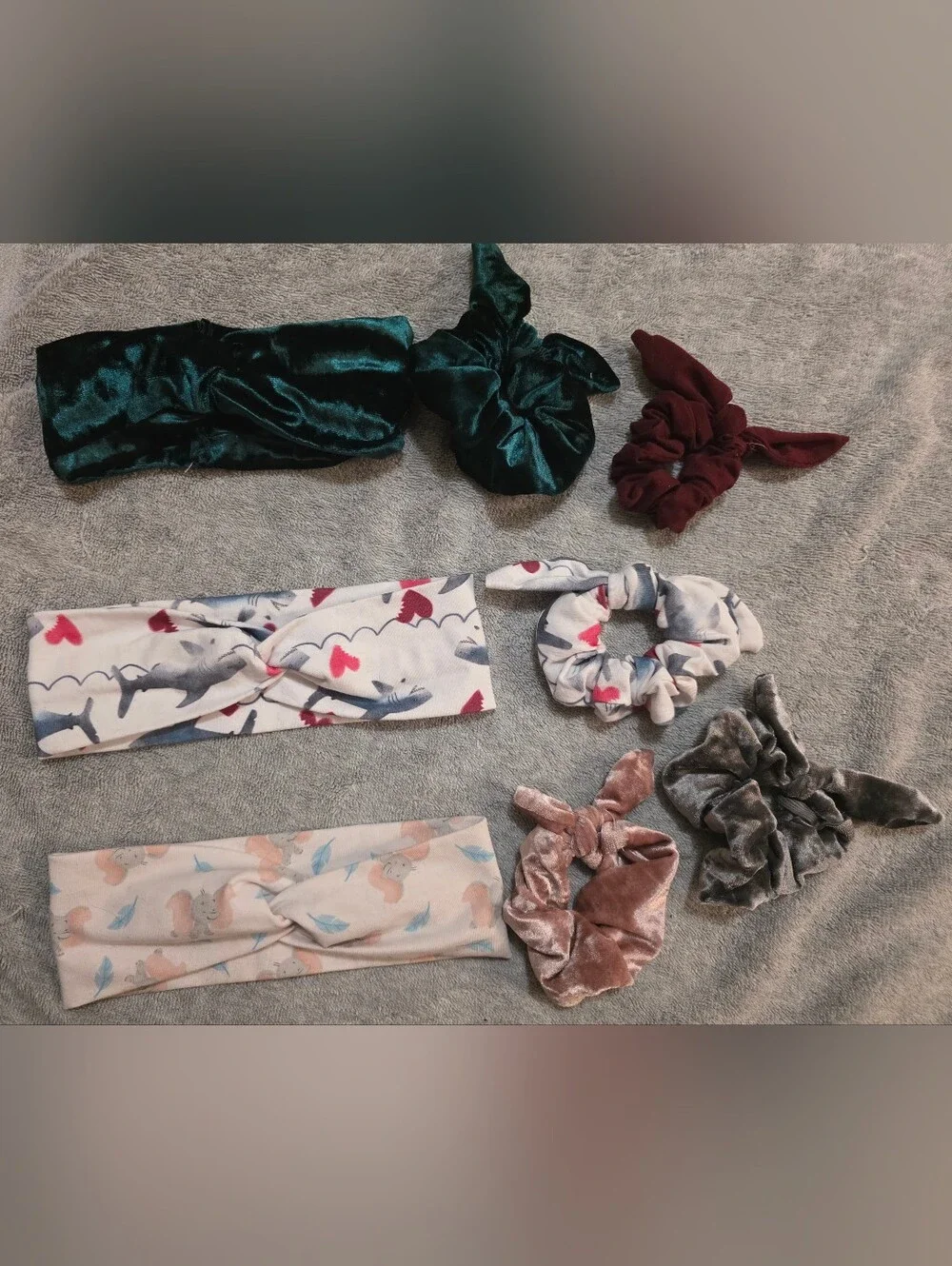 Mixed Headband and Scrunchie Set - Pink, Teal, Brown, Gray, White